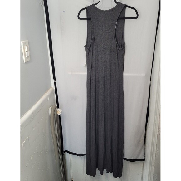 Daily Ritual Women's Relaxed Fit Rayon Spandex Fine Rib Maxi Dress Gray Medium - Picture 14 of 14